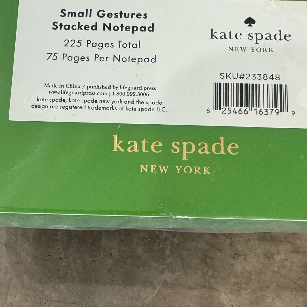 Kate Spade citrus Ink Pen Set of 5  w/ trio of Pink,Blue &green printed Notepads